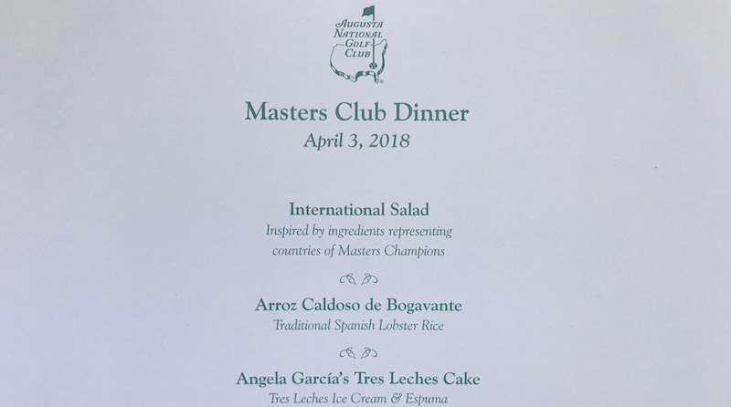 Champions Dinner Menu